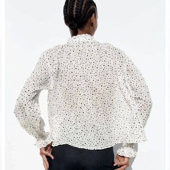 ZARA POLKA DOT BLOUSE - Picture 4 of 9